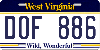 WV license plate DOF886