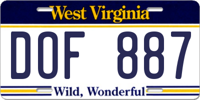 WV license plate DOF887