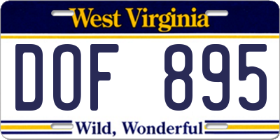 WV license plate DOF895