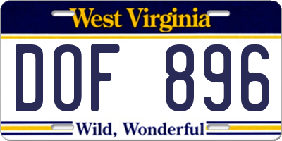 WV license plate DOF896