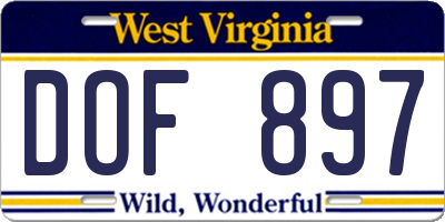 WV license plate DOF897
