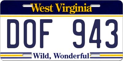WV license plate DOF943