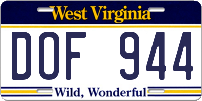 WV license plate DOF944