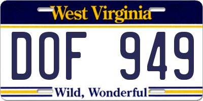WV license plate DOF949