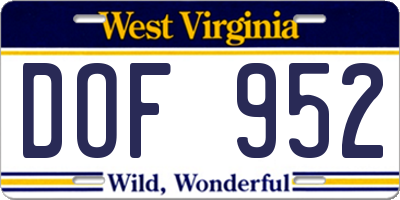 WV license plate DOF952