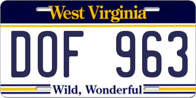 WV license plate DOF963