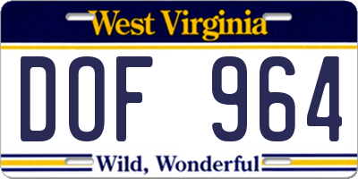 WV license plate DOF964