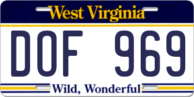 WV license plate DOF969
