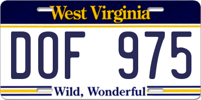 WV license plate DOF975