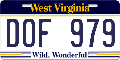 WV license plate DOF979