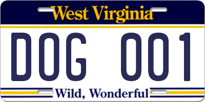 WV license plate DOG001