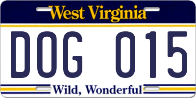WV license plate DOG015