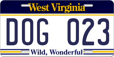 WV license plate DOG023
