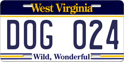 WV license plate DOG024