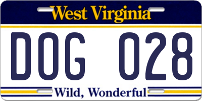 WV license plate DOG028