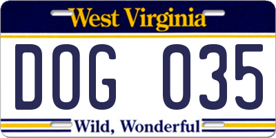 WV license plate DOG035