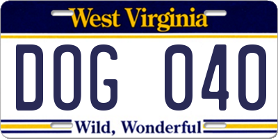 WV license plate DOG040
