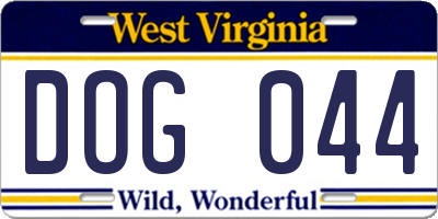 WV license plate DOG044