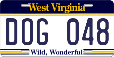 WV license plate DOG048