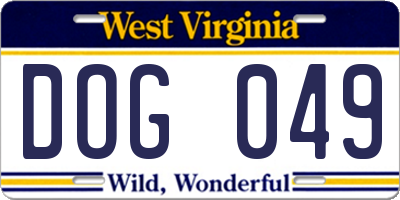 WV license plate DOG049