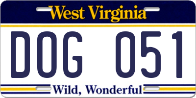 WV license plate DOG051