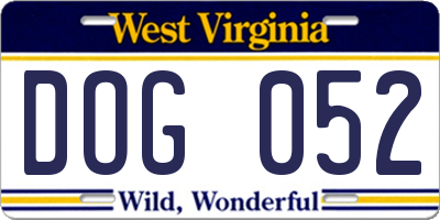 WV license plate DOG052