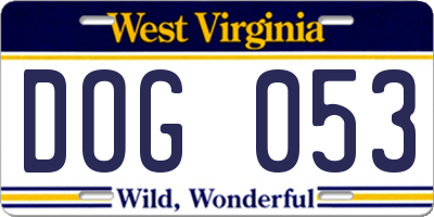 WV license plate DOG053