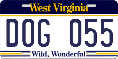 WV license plate DOG055