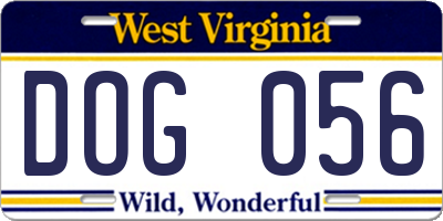 WV license plate DOG056