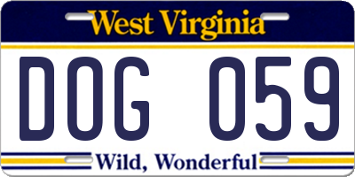 WV license plate DOG059
