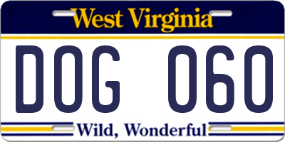 WV license plate DOG060