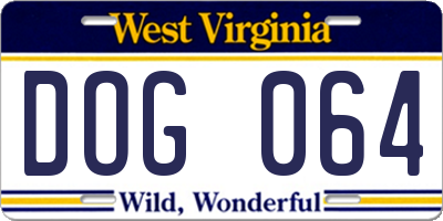 WV license plate DOG064