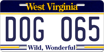 WV license plate DOG065