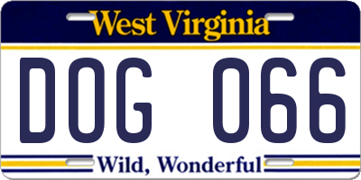 WV license plate DOG066