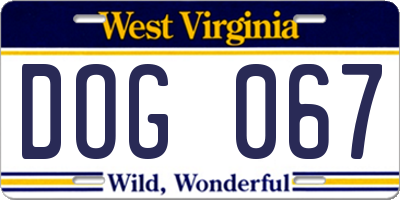 WV license plate DOG067
