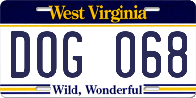 WV license plate DOG068