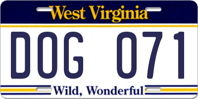 WV license plate DOG071