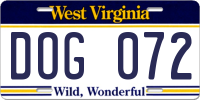 WV license plate DOG072