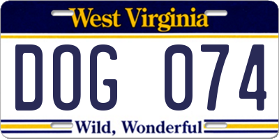 WV license plate DOG074