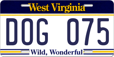 WV license plate DOG075