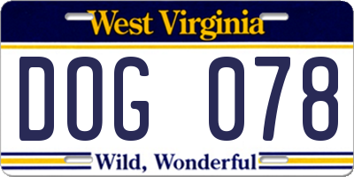 WV license plate DOG078