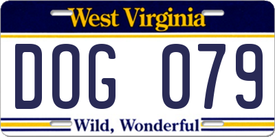 WV license plate DOG079