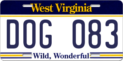 WV license plate DOG083