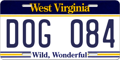 WV license plate DOG084