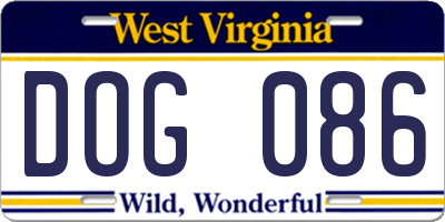 WV license plate DOG086