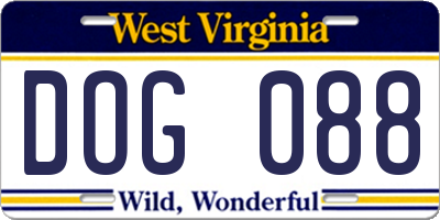 WV license plate DOG088