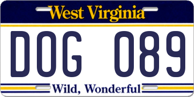 WV license plate DOG089