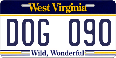 WV license plate DOG090