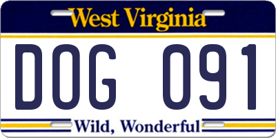 WV license plate DOG091