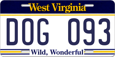 WV license plate DOG093